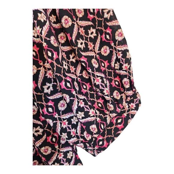 Liz Claiborne V Neck 3/4 Sleeve Blouse Top Plus Size 0X Pink Black Paisly - Picture 5 of 8